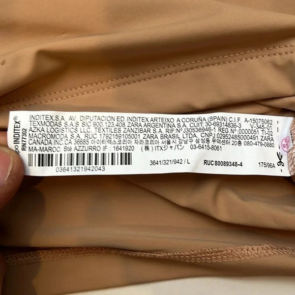 ZARA Skims like fitted mink shortsleeve nude crop top Size L - Picture 3 of 5